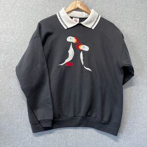 VTG Grandma Style Penguin Novelty Sweatshirt with Collar USA Made Women’s XL